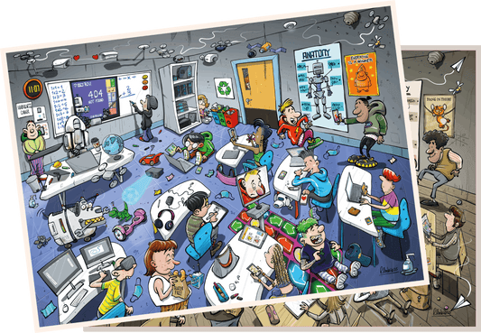 Djigsaw Vu In the Classroom 2 x  1000 Piece Jigsaw Puzzle Set