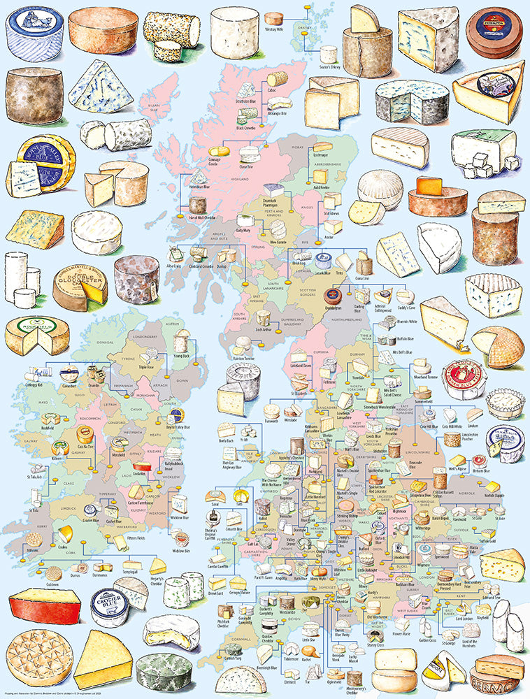 A Cheesemonger's Map of British & Irish Cheese 1000 Piece Jigsaw Puzzle