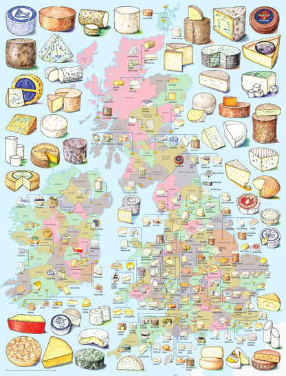 A Cheesemonger's Map of British & Irish Cheese 1000 or 300 Piece Jigsaw Puzzle