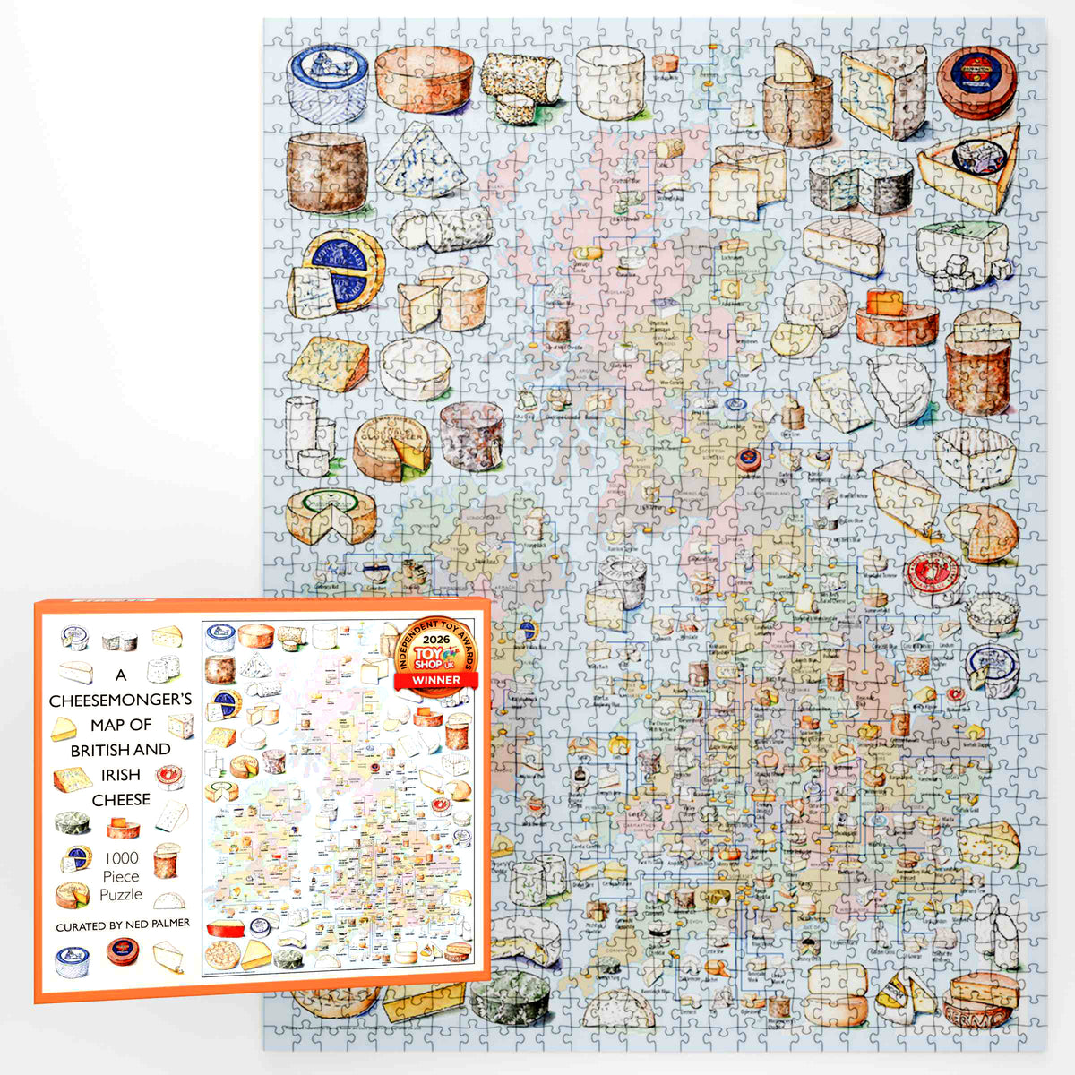 A Cheesemonger's Map of British & Irish Cheese 1000 or 300 Piece Jigsaw Puzzle