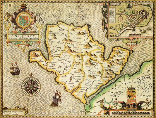 Historische Karte von Anglesey, 1000-teiliges Puzzle (1610)