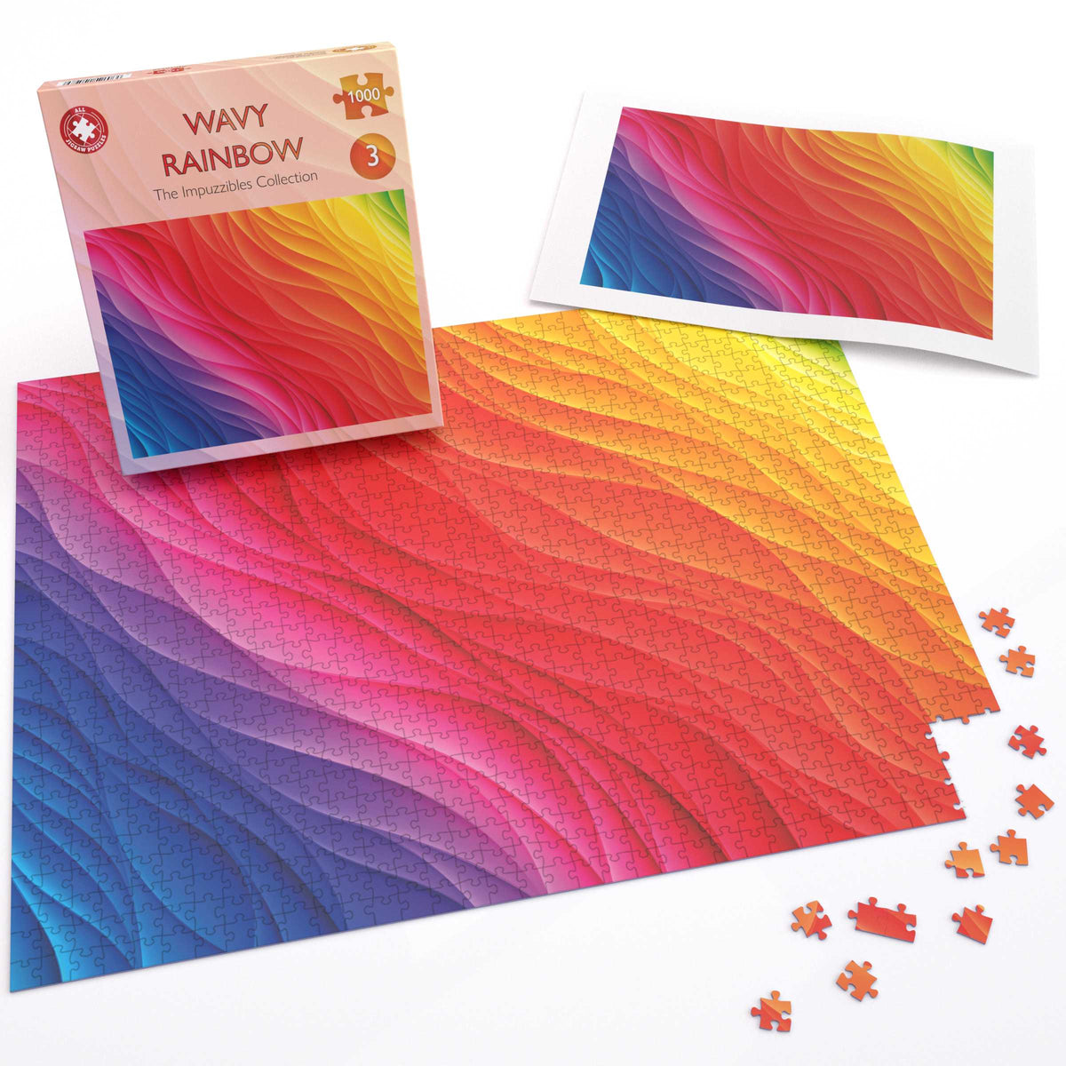 Wavy Rainbow - Impuzzible No.3 - 1000 or 500 Piece Jigsaw Puzzle