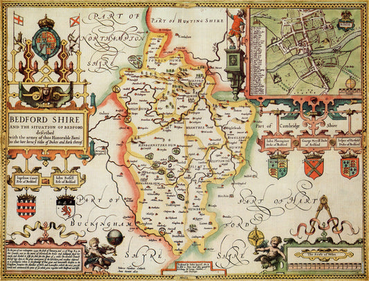 Historische Karte von Bedfordshire, 1000-teiliges Puzzle (1610)