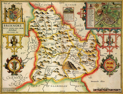 Puzzle 1000 pièces de la carte historique du Breconshire (1610)