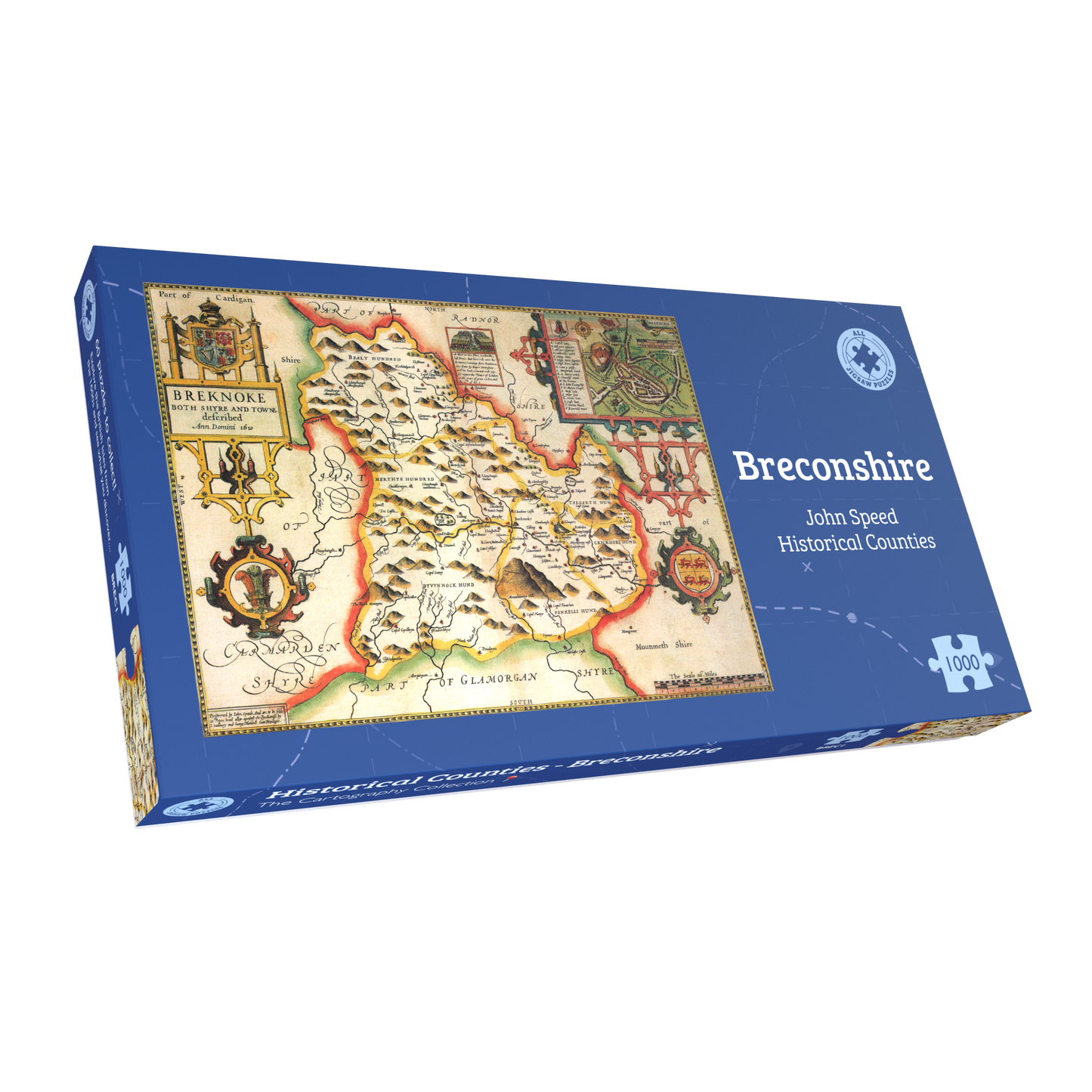 Puzzle 1000 pièces de la carte historique du Breconshire (1610)