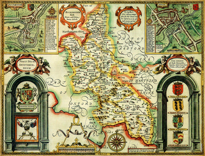 Historische Karte von Buckinghamshire, 1000-teiliges Puzzle (1610)
