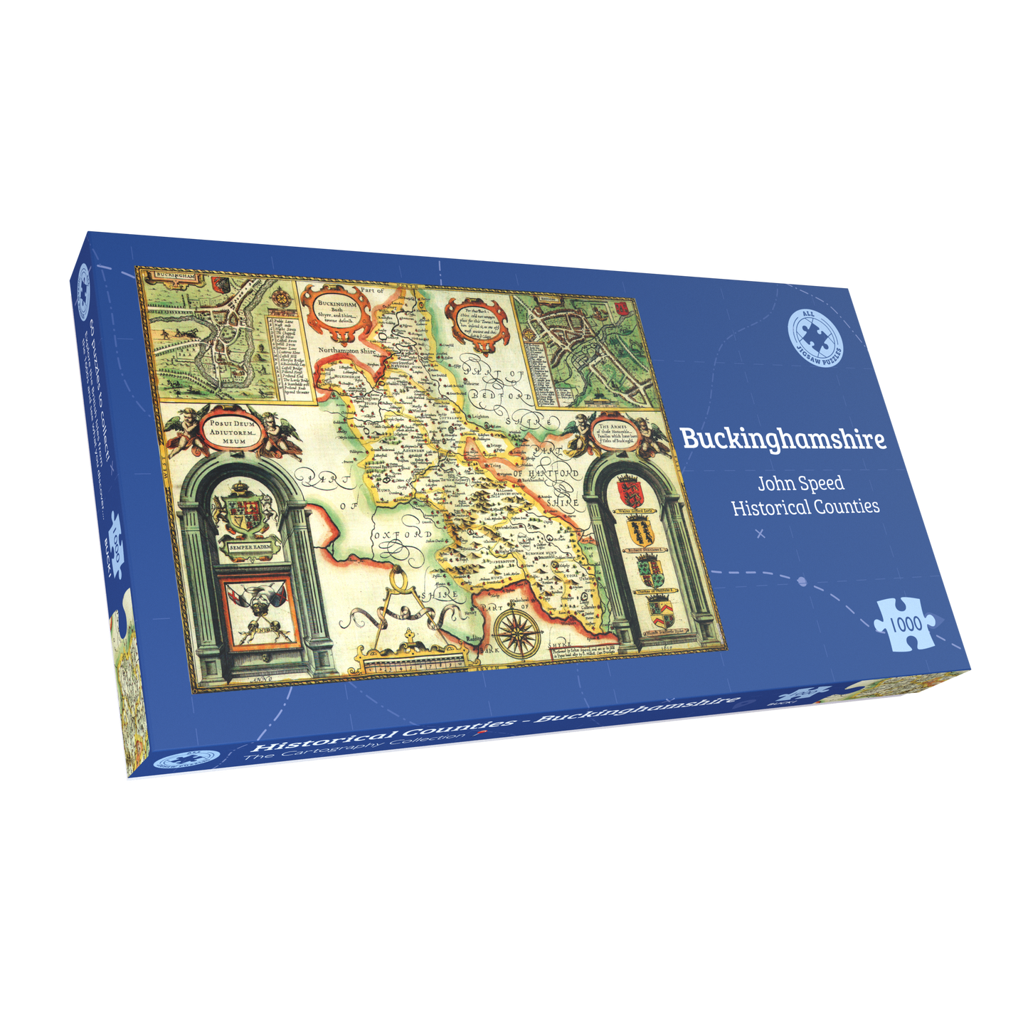 Historische Karte von Buckinghamshire, 1000-teiliges Puzzle (1610)