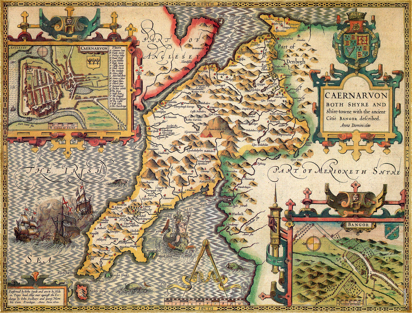 Puzzle 1000 pièces de la carte historique du Caernarfonshire (1610)