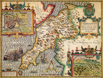 Puzzle 1000 pièces de la carte historique du Caernarfonshire (1610)