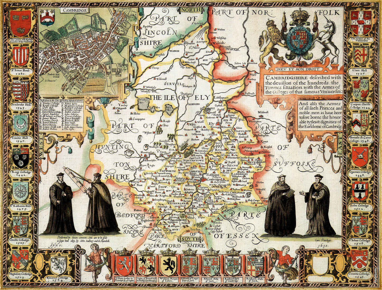 Historische Karte von Cambridgeshire, 1000-teiliges Puzzle (1610)