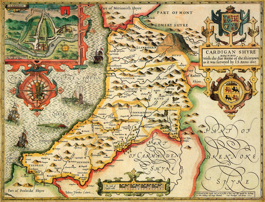 Historische Karte von Cardiganshire, 1000-teiliges Puzzle (1610)