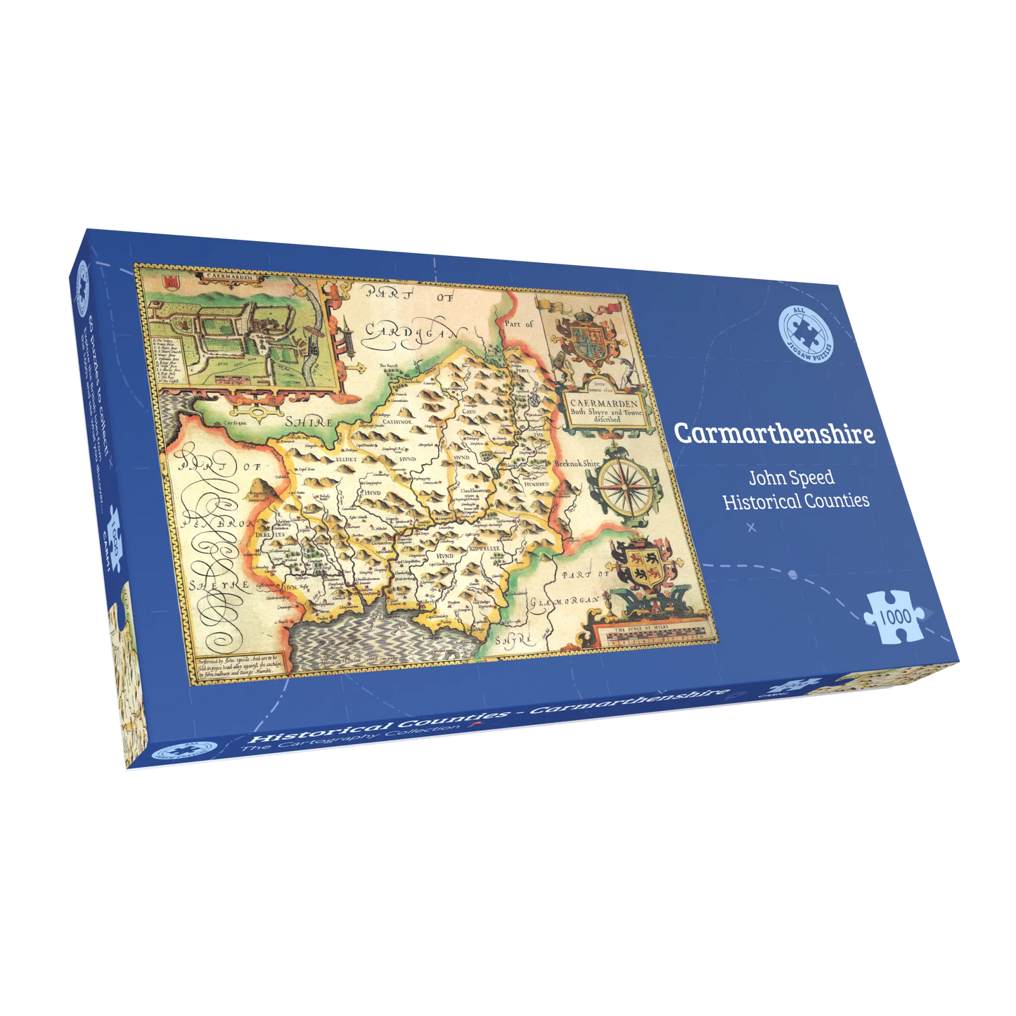 Historische Karte von Carmarthenshire, 1000-teiliges Puzzle (1610)