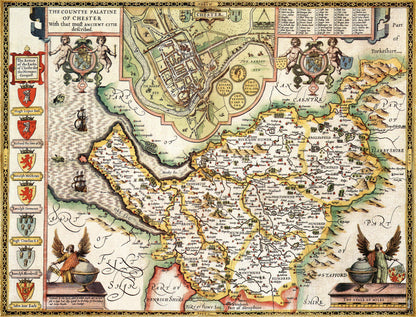 Puzzle 1000 pièces Carte historique du Cheshire (1610)