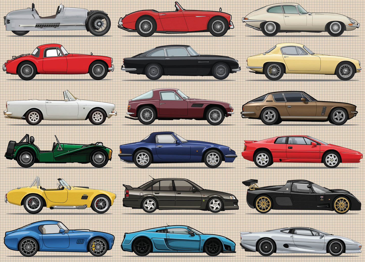British Sports Cars 1000 Piece Jigsaw