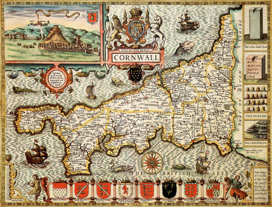 Historische Karte von Cornwall, 1000-teiliges Puzzle (1610)