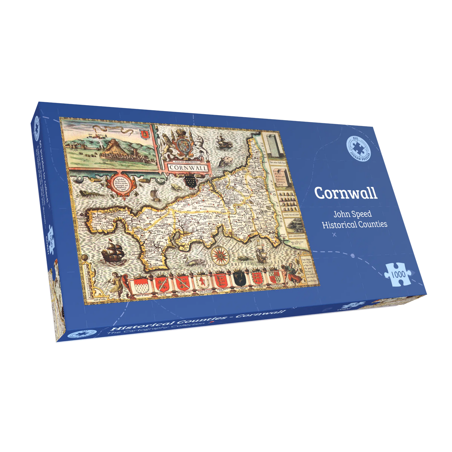 Historische Karte von Cornwall, 1000-teiliges Puzzle (1610)