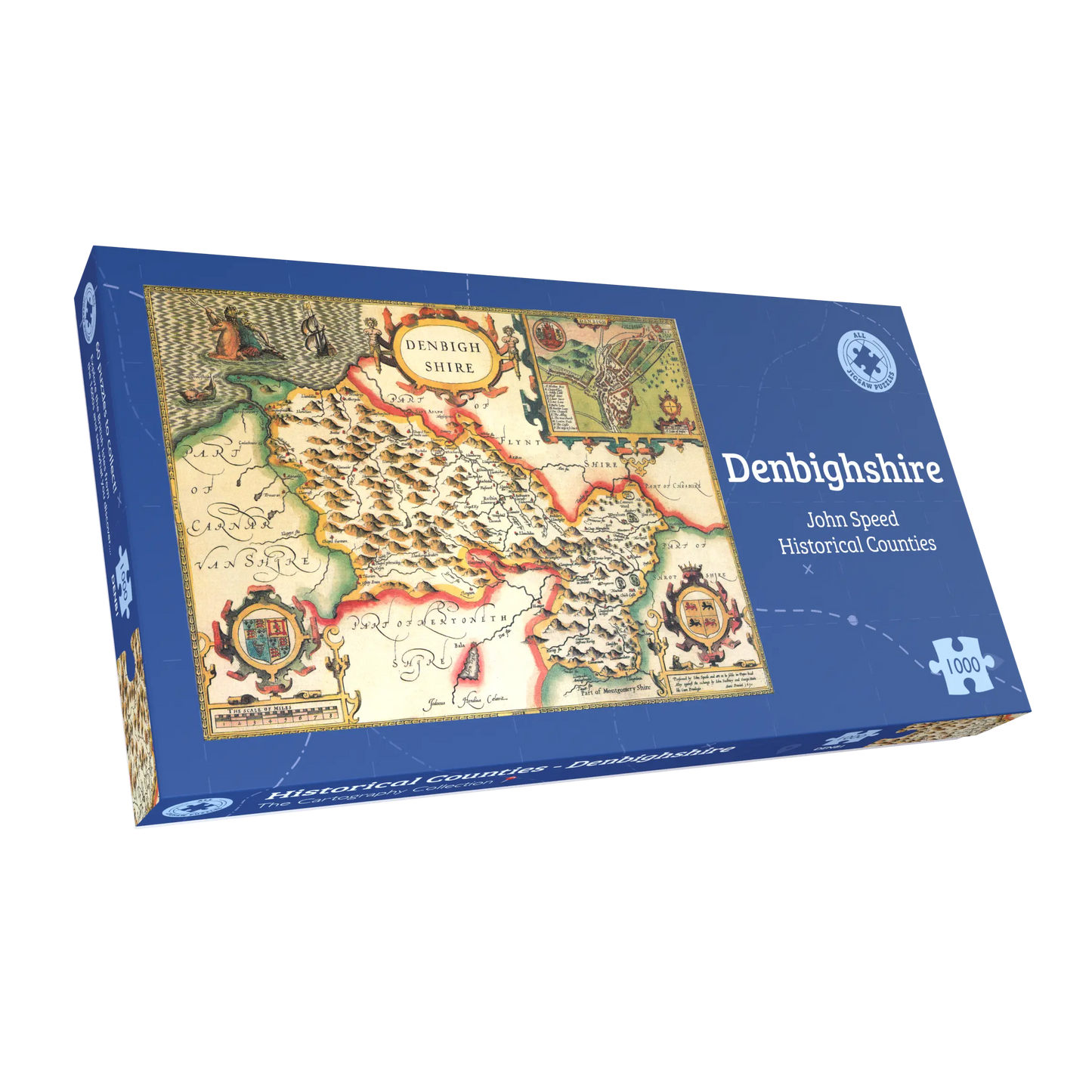 Puzzle 1000 pièces de la carte historique du Denbighshire (1610)