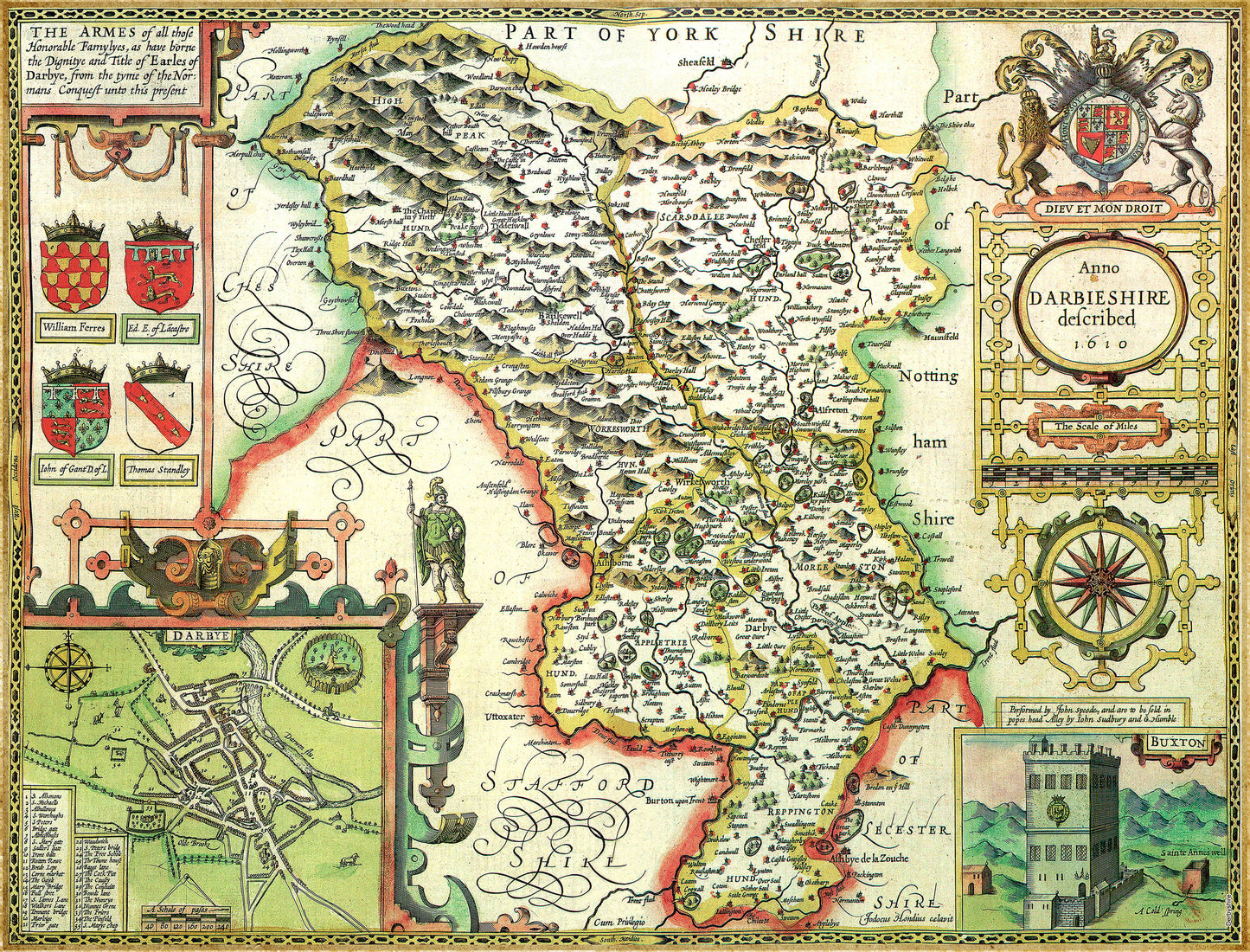 Puzzle 1000 pièces Carte historique du Derbyshire (1610)