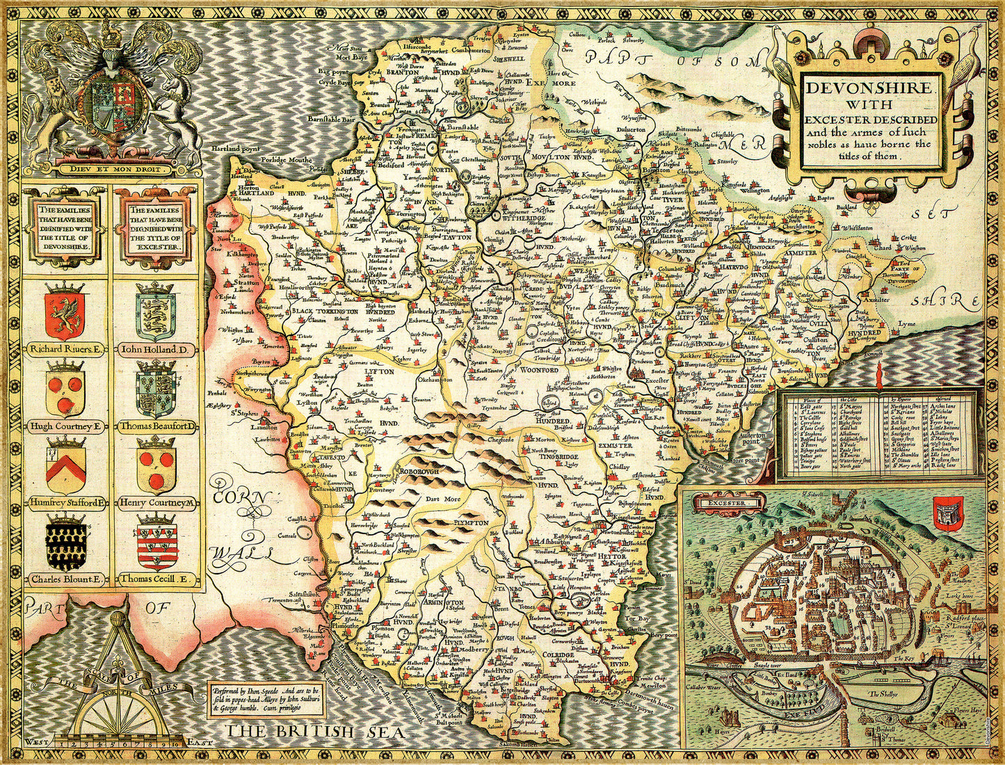 Historische Karte von Devon, 1000-teiliges Puzzle (1610)