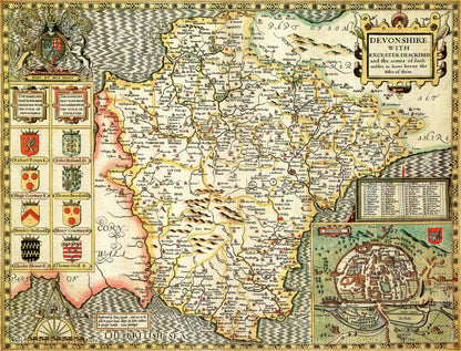 Historische Karte von Devon, 1000-teiliges Puzzle (1610)