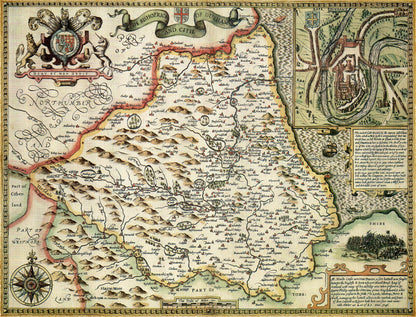 Historische Karte von Durham, 1000-teiliges Puzzle (1610)