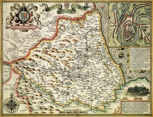 Historische Karte von Durham, 1000-teiliges Puzzle (1610)