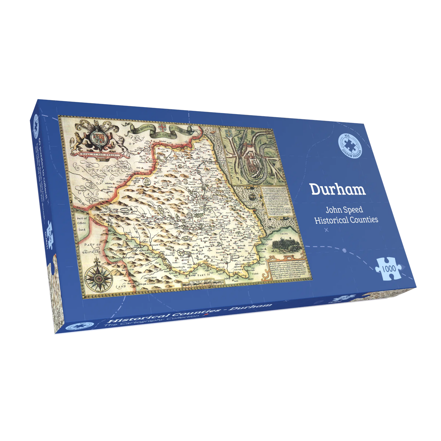 Historische Karte von Durham, 1000-teiliges Puzzle (1610)