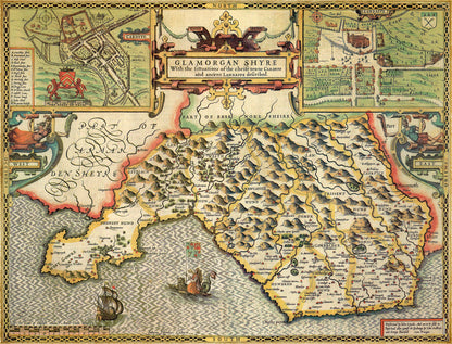 Historische Karte von Glamorgan, 1000-teiliges Puzzle (1610)