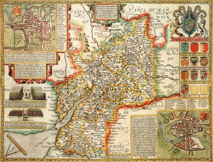 Historische Karte von Gloucestershire, 1000-teiliges Puzzle (1610)