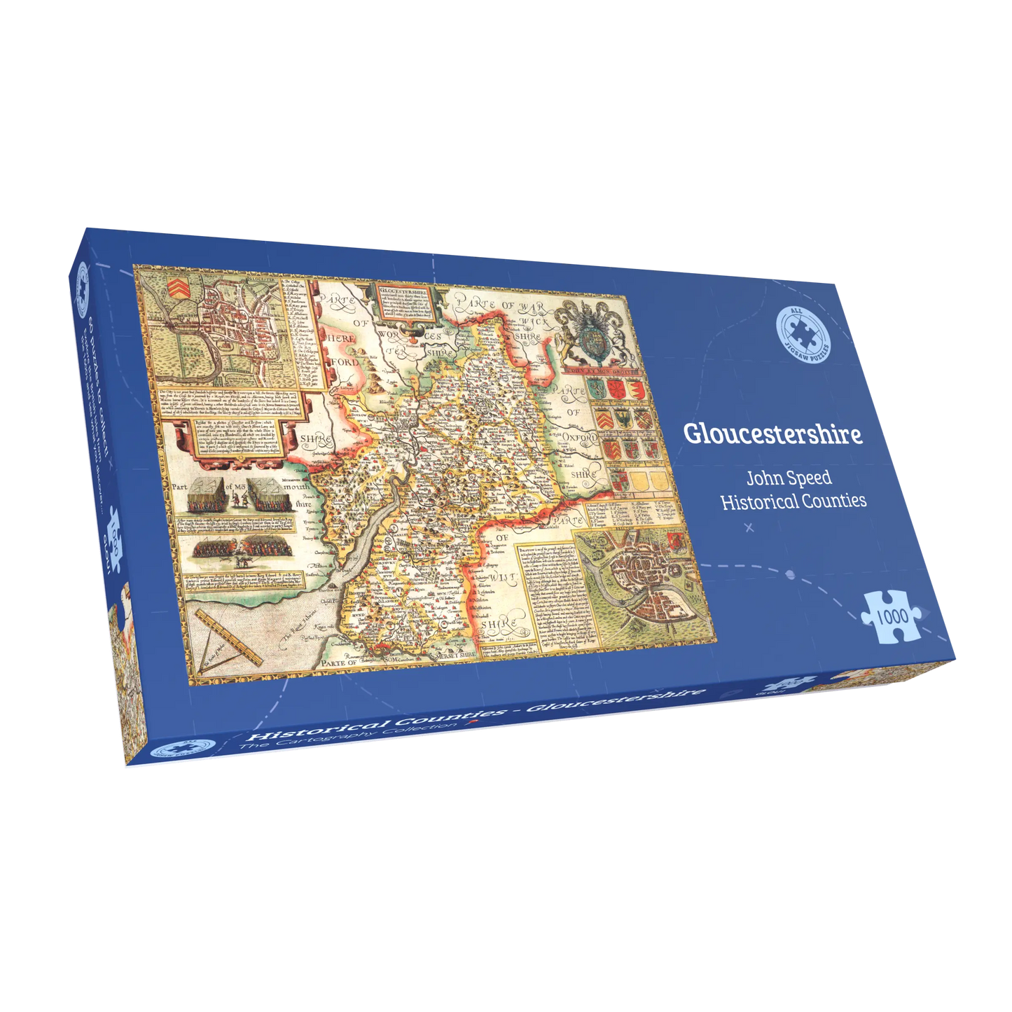 Historische Karte von Gloucestershire, 1000-teiliges Puzzle (1610)