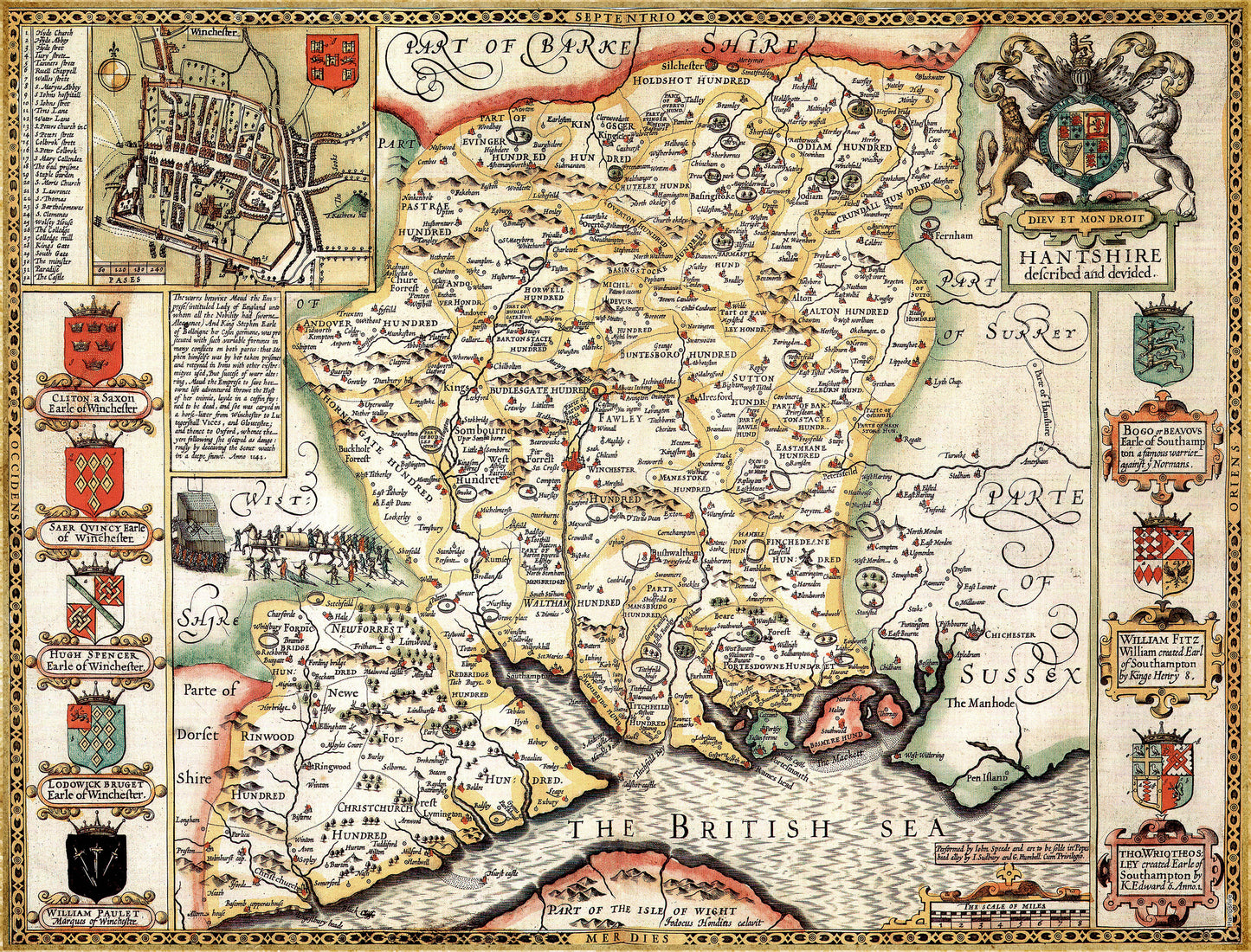 Puzzle 1000 pièces Carte historique du Hampshire (1610)