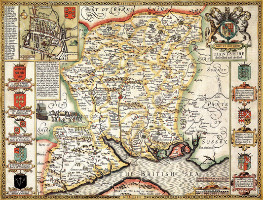 Historische Karte von Hampshire, 1000-teiliges Puzzle (1610)