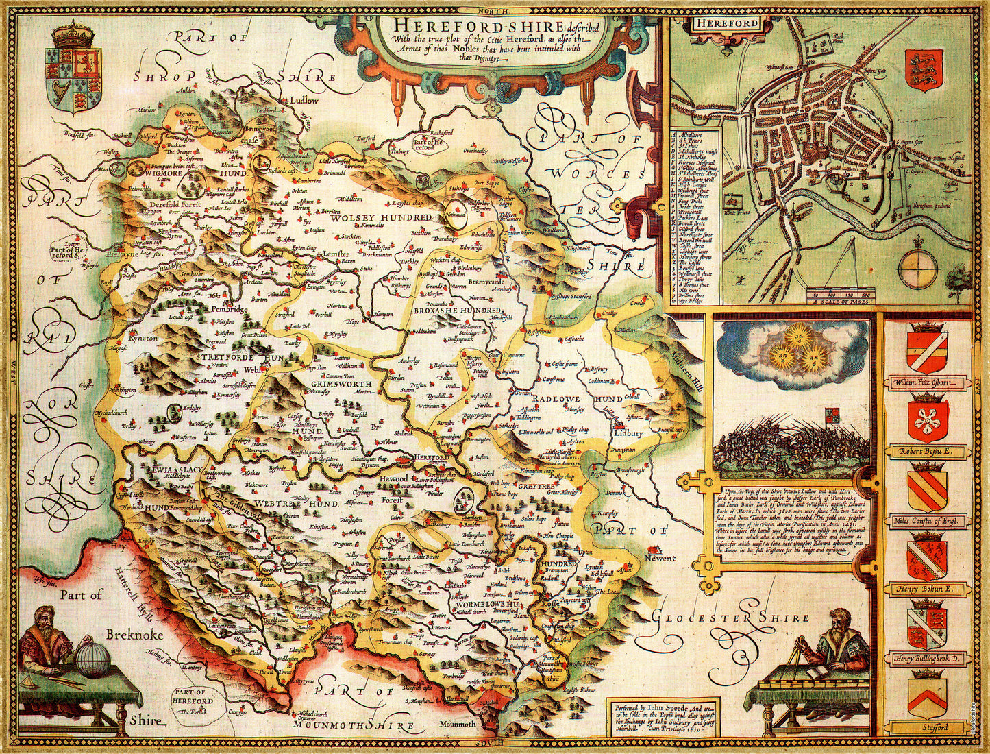 Historische Karte von Herefordshire, 1000-teiliges Puzzle (1610)