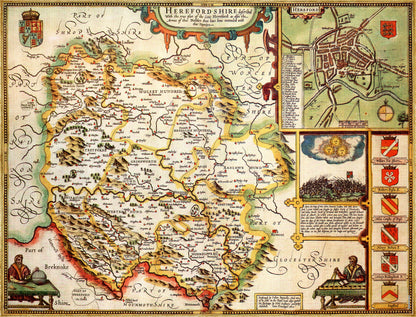 Historische Karte von Herefordshire, 1000-teiliges Puzzle (1610)