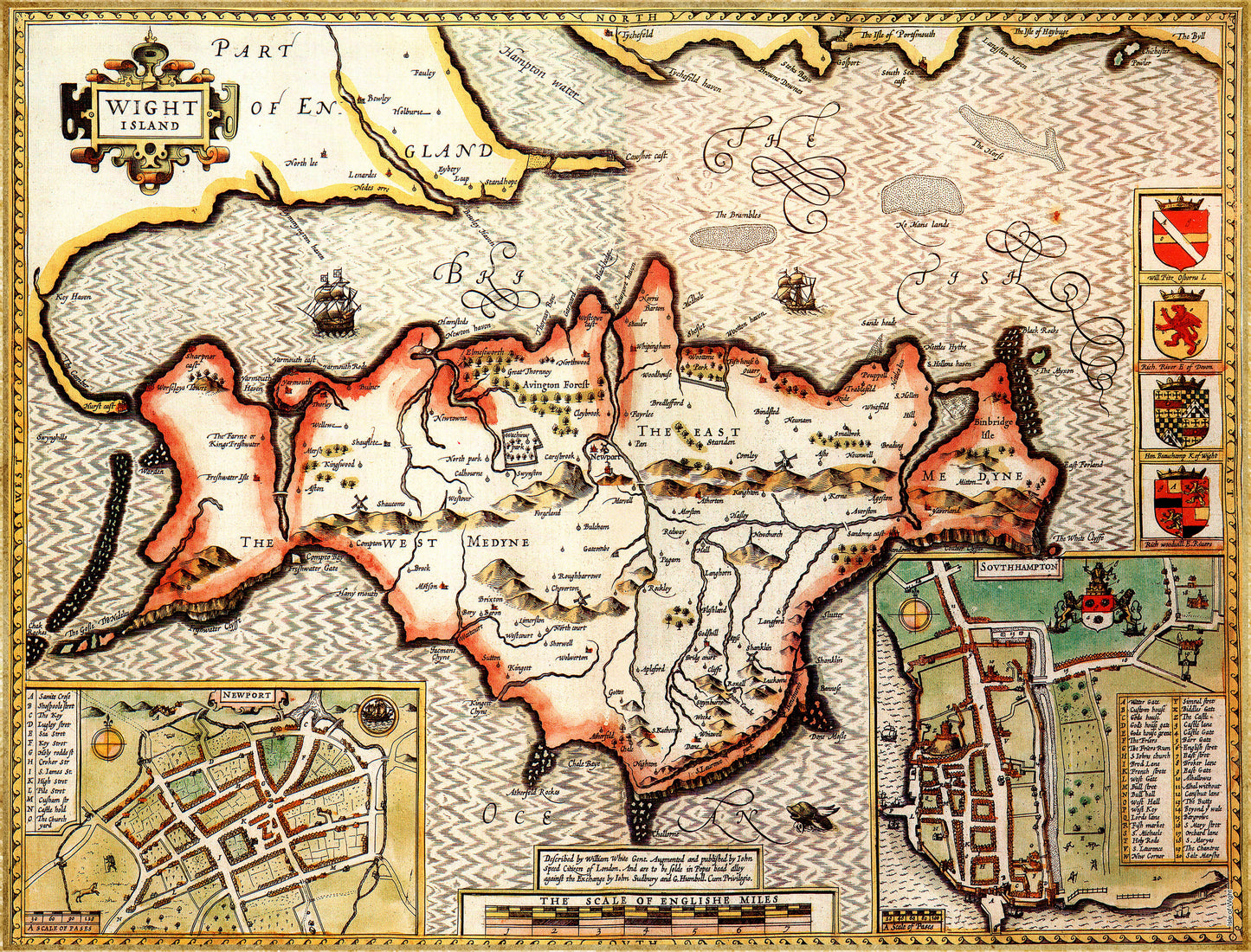 Puzzle 1000 pièces : Carte historique de l'île de Wight (1610)