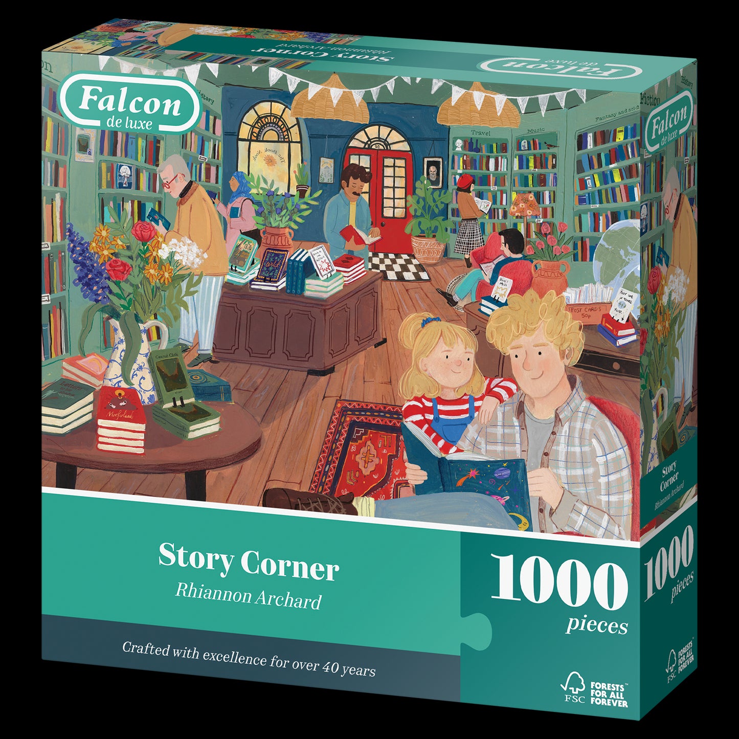 Falcon de luxe puzzle box with illustration of a story corner scene