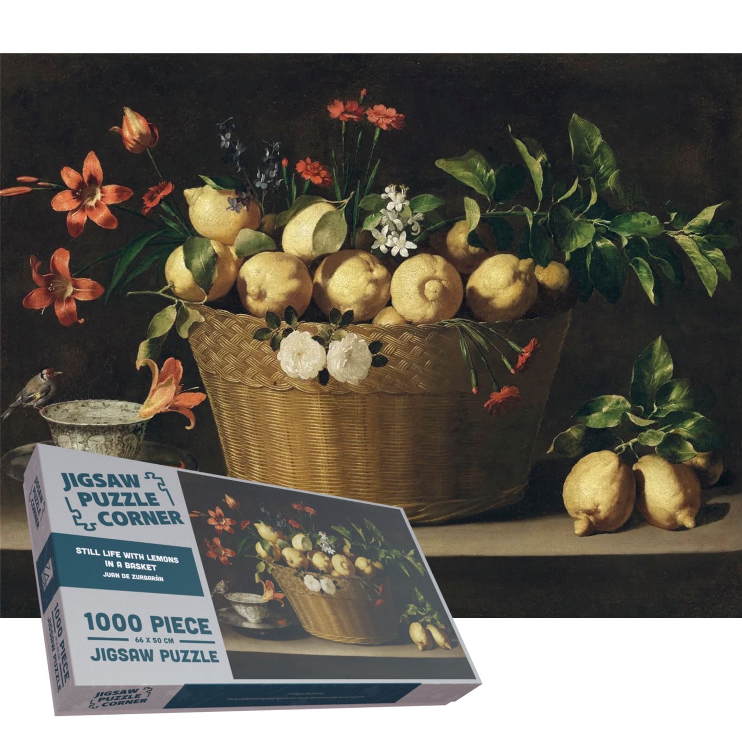 Still Life with Lemons in a Basket Fine Art Jigsaw Puzzle by Juan de Zurbarán