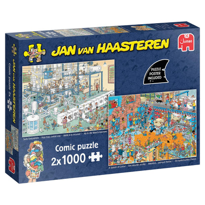 PRE-ORDER Jan Van Haasteren Suds Everwhere & A Splash of Colour 2 x 1000 Piece Jigsaw Puzzle