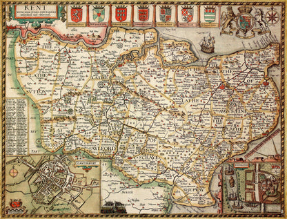 Historische Karte von Kent, 1000-teiliges Puzzle (1610)