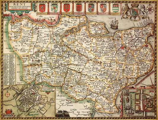 Historische Karte von Kent, 1000-teiliges Puzzle (1610)