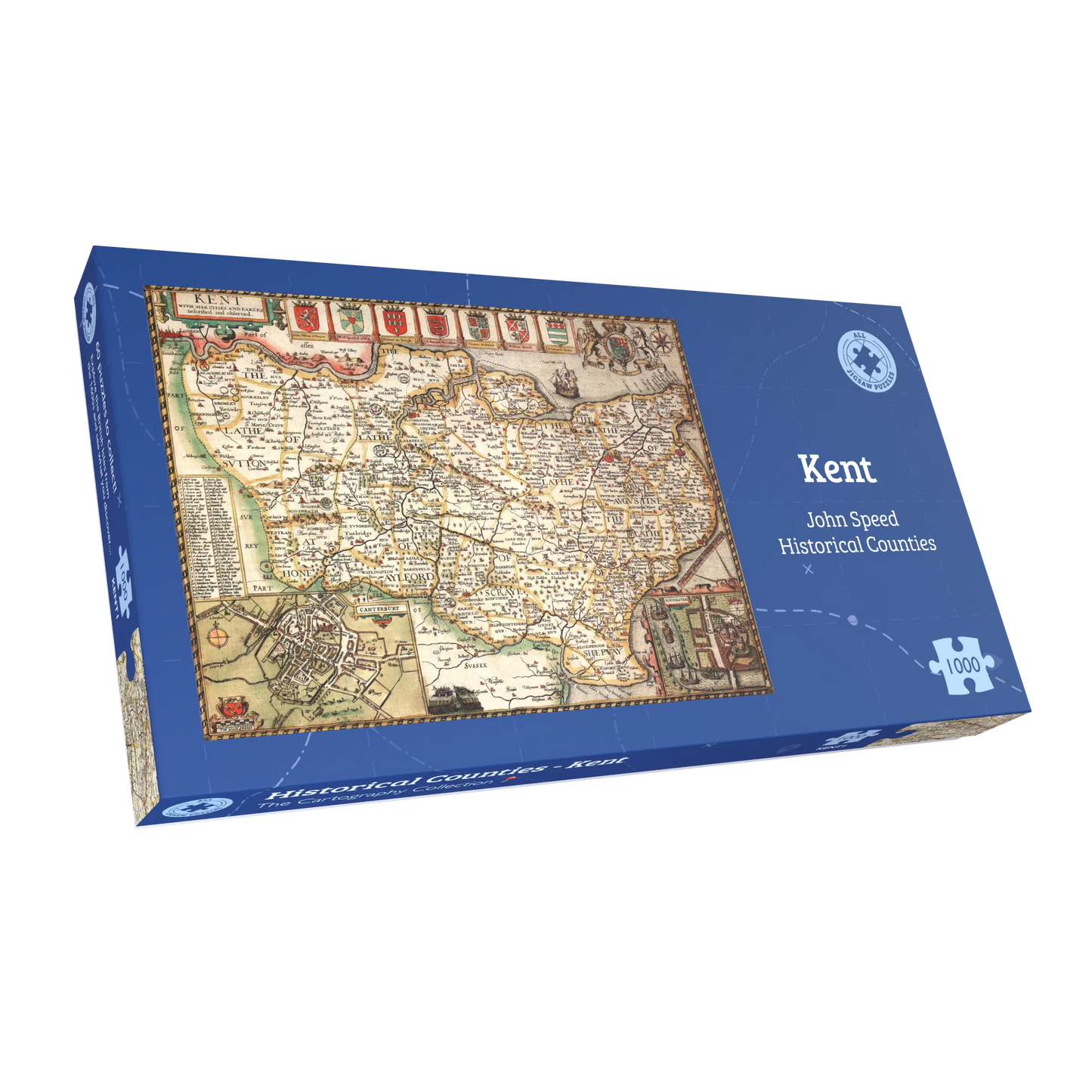 Historische Karte von Kent, 1000-teiliges Puzzle (1610)