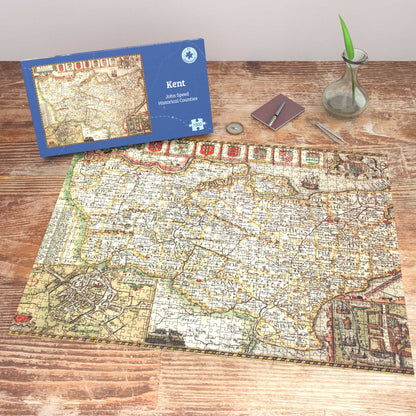 Historische Karte von Kent, 1000-teiliges Puzzle (1610)