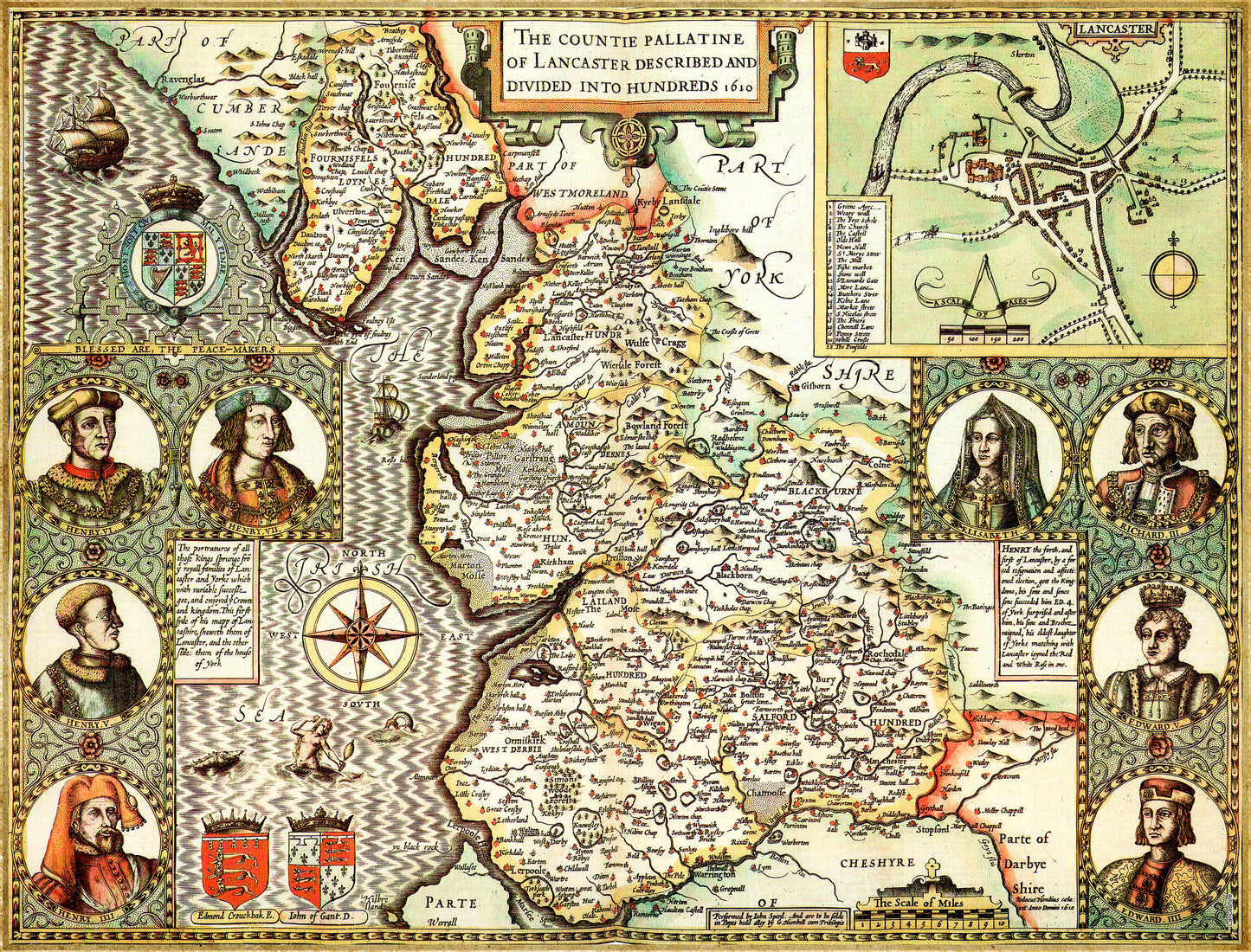 Puzzle 1000 pièces Carte historique du Lancashire (1610)