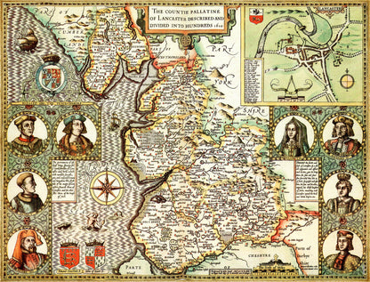 Puzzle 1000 pièces Carte historique du Lancashire (1610)