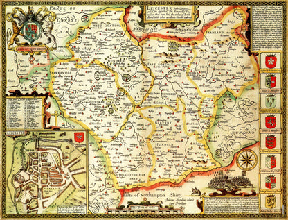 Puzzle 1000 pièces de la carte historique du Leicestershire (1610)