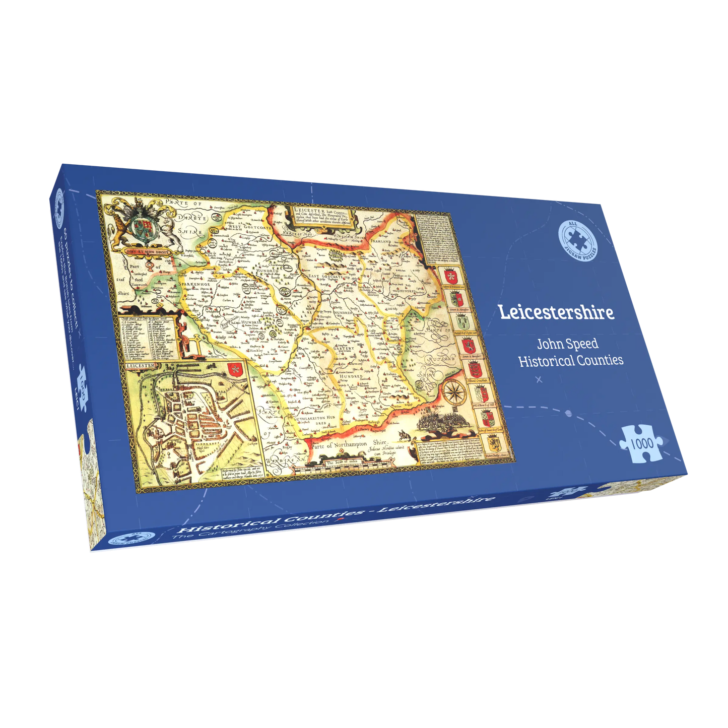 Puzzle 1000 pièces de la carte historique du Leicestershire (1610)