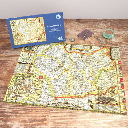 Puzzle 1000 pièces de la carte historique du Leicestershire (1610)