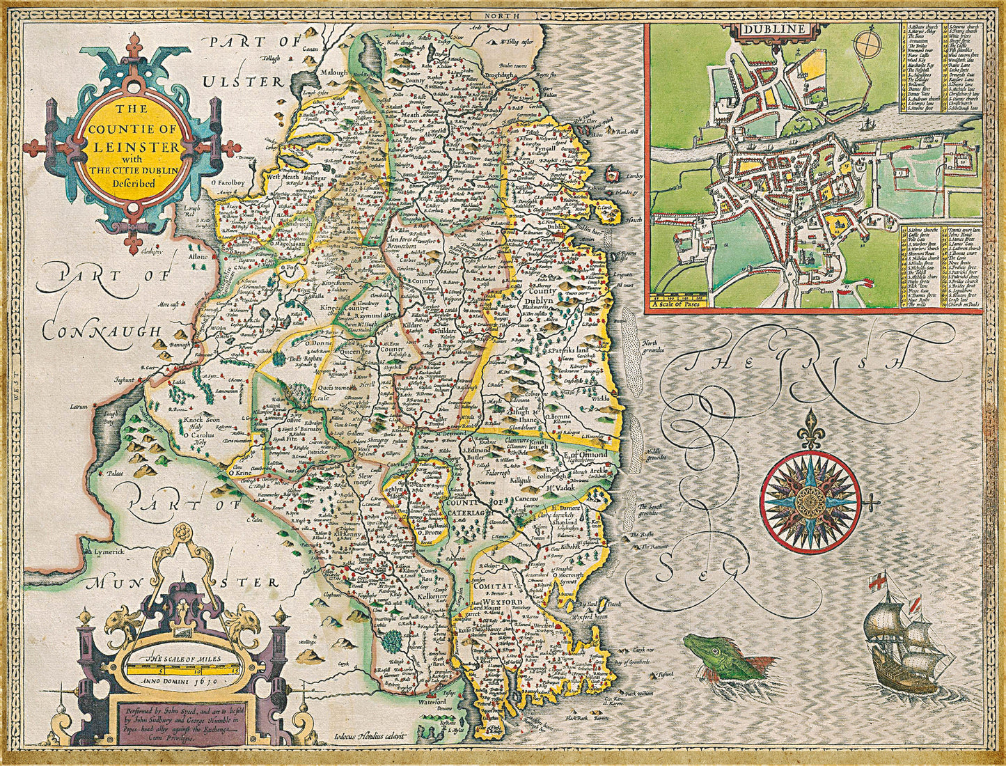 Puzzle 1000 pièces de la carte historique du Leinster (1610)
