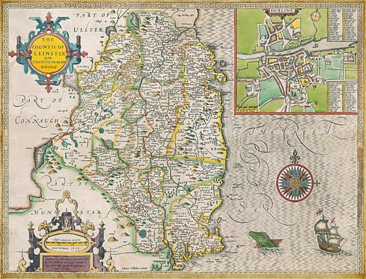 Historische Karte von Leinster, 1000-teiliges Puzzle (1610)