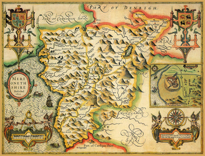 Historische Karte von Merionethshire, 1000-teiliges Puzzle (1610)